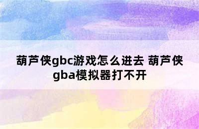 葫芦侠gbc游戏怎么进去 葫芦侠gba模拟器打不开